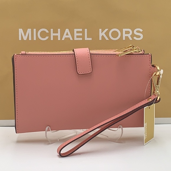 MICHAEL KORS LARGE DOUBLE ZIP WRISTLET WALLET PRIMROSE COLOR - Picture 8 of 14